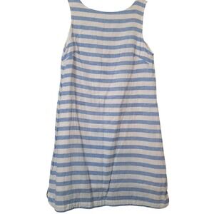Beachlunchlounge Linen Shift Dress Wom Sz S Blue White Striped Blend Nautical